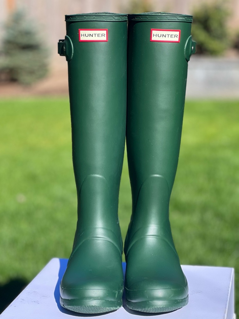 Hunter Forest Green Tall Rubber Rain Boots size Euro39 US8 NWOT